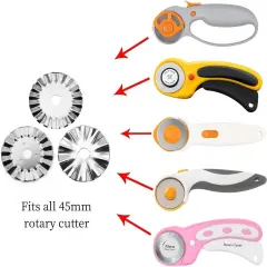 6 Pack 45mm Pinking Rotary Cutter Blades, Wave Rotary Blades, Decorative Rotary Blades for Quilting,Sewing and Arts & Crafts