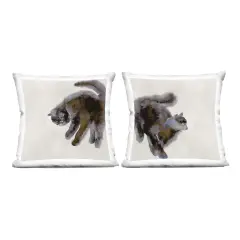 Stupell Industries Fuzzy Black Cats on Beige 2pc Decorative Printed Throw Pillow Set Design by Melissa Wang, 18 x 7 x 18