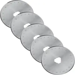 45mm Rotary Cutter Blades, Replacement Blades, Fits Fiskars,OLFA,Martelli,Dremel,Truecut,DAFA, SKS-7,Fabric Cutting Blades Refill for Quilting Scrapbooking Sewing Arts &Crafts, 45mm, 5 Pack(Silver)