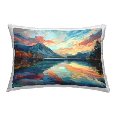 Stupell Industries Abstract Swirled Lake & Mountain Outdoor Printed Throw Pillow Design by LSR Design Studio, 14 x 7 x 20