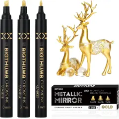 3Pcs Liquid Chrome Paint Markers, Gloss Mirror Marker, Oil-based Permanent Chrome Maker, Reflective Metallic Pen Markers