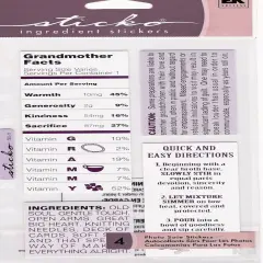 Sticko Grandmother Ingredient Cardstock Stickers
