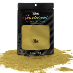 Jewelescent Mica Pearl Pigment Powder, Olive Gold 3.5 oz (100g) Pouch - Cosmetic Grade, Epoxy Resin Color Pigment, Mica Powder for Resin, Soap, Slime, Candle Dye, Art