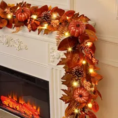 1 Pcs Fall Garland with Lights - 6 FT (Red)