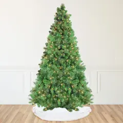 Northlight Pre-Lit Canterbury Spruce with Dew Drops Artificial Christmas Tree - 9' - Clear Lights Green