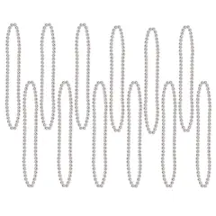 144 Pack Bulk Party Bead Necklaces - Small Round silver