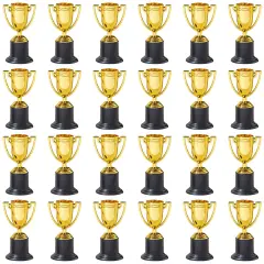 24 Pack Mini Trophies for Awards, Gold Participation Trophy Cups for Sports Tournaments and Competitions (4 in)