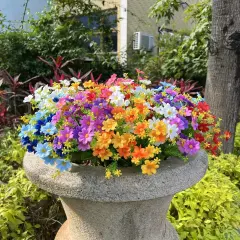 12 Bundles Artificial Fake Flowers for Outdoor Decoration,Shyshining UV Resistant Faux Plastic Fabric Greenery Shrubs Plants Fake Flowers Hanging Planter Kitchen Home Garden Wedding Decor