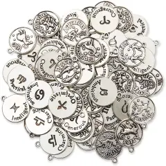 Bright Creations Zodiac Sign Charms for Jewelry Making (Silver, 72 Pieces)