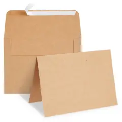 50 Pack Blank A7 Kraft Paper Cards and Envelopes, All Occasion 5x7 Note Cards for Invitations, Open When Letters Brown