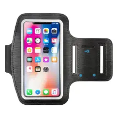 Insten Running Armband Cell Phone Holder for iPhone 15/15 Pro/14/14 Pro/13/13 Pro/12/12 Pro/11/11 Pro/X (up to 6.25") Black