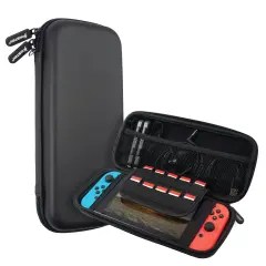 Insten Carrying Travel Case with 10 Game Card Slots For Nintendo Switch & OLED Model Console and Accessories, Portable Hard Cover Pouch for Girls Boys, Black