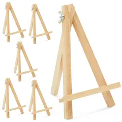 6-Pack Wooden Easel, Mini Easel Stands and Place Card Holders for Table Top Artwork Display, Invitations, Photos, Party Favors, DIY Arts and Crafts Projects (7 Inches) Brown