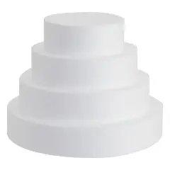 4 Tier Round Foam Cake Dummy Set, 6" 8" 10" 12" Fake Wedding Cake Dummies for Display, Decorating, 10" Tall Dummies (White)