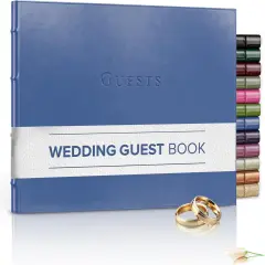 Gallery Leather Guest Book Wedding, Party, Special Events, add Polaroid Photos, 192 Lined Pages, Bonded Leather, Hardcover 7" x 9" Acadia Hydrangea