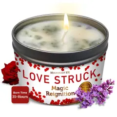 Magnificent 101 Love Struck Aromatherapy Tin Candle | 6 Oz - 35 Hour Burn | All Natural Soy Wax with Sage Rose Jasmine Lavender Lilac for Love Reignition, Purification, Manifestation, Chakra Healing Multicolor