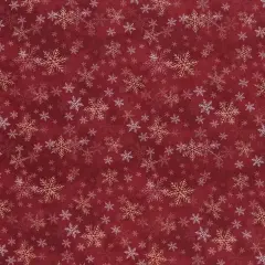 Mook Fabrics Christmas Deck The Halls Cotton Fabric [45in. Wide] - By The Yard Snowflakes Red