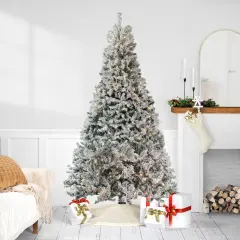 Northlight 6.5' Pre-Lit Flocked Pine Medium Artificial Christmas Tree - Clear Lights White