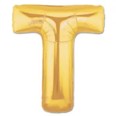 LETTER T FOIL BALLOON Metallic Gold
