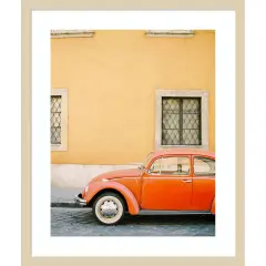 Orange Bug by Justine Milton Wood Framed Wall Art Print