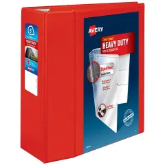 Avery Heavy-Duty View 3 Ring Binder, 5 Inch EZD Rings, Great for Portfolio Binders, Office Binders, School Notebook Binders, and More, 1 Red Binder (79327)
