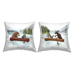 Stupell Industries Woodland Animals Canoeing 2pc Outdoor Pillow Set, 18 x 7 x 18