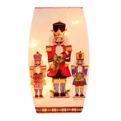 Stony Creek 8.0 Inch Nutcracker Pre-Lit Medium Vase Christmas Lighted Glass Accent , Christmas Decor German Folklore Strength Power Multicolored