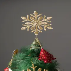 Golden Bead work Tree Topper - Gold - 7" x 2" x 11"