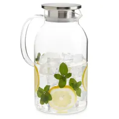68 Oz / 2 Liter Glass Pitcher with Lid and Spout - Carafe for Water, Juice and Other Drinks (Clear)
