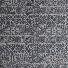 1 Yard Traditional Tongan Geometric Design Peachskin Fabric, 100% Polyester, 45 inches Width Gray