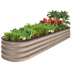 Best Choice Products 8x2x1ft Outdoor Metal Raised Oval Garden Bed, Planter Box for Vegetables, Flowers Taupe