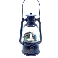 Water Globe Lantern Nativity 8"H Holy Family
