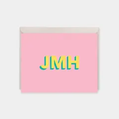 Modern Monogram Note Cards with 3d Type