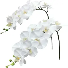 Real Touch Orchid Stems Artificial Phalaenopsis Flowers Latex Orchid Branches or Home Office Party Hotel Decoration DIY Wedding Centerpieces, White