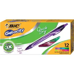 Gel-ocity&reg; Quick Dry Retractable Gel Pens, Assorted Fashion Colors, Pack of 12