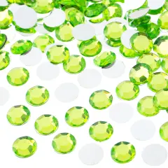 John Bead 10mm (SS45) Round Acrylic Flat Back Rhinestones, 500pcs Peridot