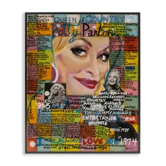 Stupell Industries Dolly Parton Collage Framed Giclee Wall Art Design by Sabin