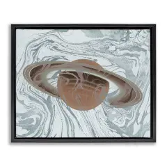 Stupell Industries Marble Pattern Planet Framed Floater Canvas Wall Art Design by Daphne Polselli