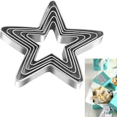 5 Pack Stars Cookie Cutter Set Stainless Steel Baking Tools Flower