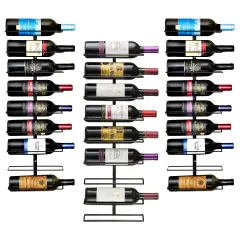 Sorbus Wall Mount Wine Rack - 18 Level Wine Rack Wall Mounted for Wine Bottles, Liquor, Champagne - Black Metal Wine Bottle Holder for Home Bar