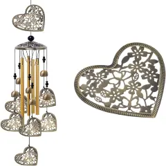 Garden Loving Heart Wind Chimes Outdoor Indoor Decor, Hand-Made Heart Musical Wind Chimes, Mobile Wind Catcher Romantic Wind-Bells for for Home, Mom Gifts, Balcony, Festival, Tree, Garden Decoration