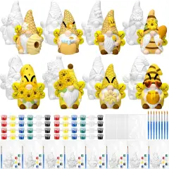 8 Pcs Bee Gnome Ceramics to Paint Ready to Paint Your Own Ceramic Gnome Statues DIY
