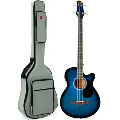 Best Choice Products 22-Fret Full Size Acoustic Electric Bass Guitar w/ 4-Band Equalizer, Truss Rod Blue