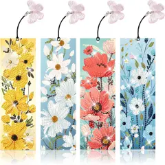 4pcs Flower Diamond Art Painting Bookmarks Kit for Adults