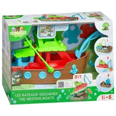 Timber Tots: The Nesting Boats - 3-In-1 Transforming Playset, Seal Animal Figurine, Play Fish, Pop-Up Feature, Stacking Water Toy, Kids-Toddlers 18Mo+