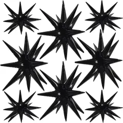 8 Pcs Black Star Foil Balloons Large Explosion Mylar Balloons(Conjoined Black)