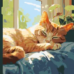 Cat Sleep Window Paint by Numbers Kit for Adults Beginner,DIY Cat Sleep Window Paint by Numbers for Adults,Easy Canvas Paint by Number Without Frame Home Wall Decor 16 x 20 in