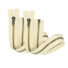Zipper &ndash; Off-White 10MM Antique Brass Plated Open Bottom for Jackets