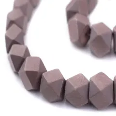 The Bead Chest Brown Cornerless Cube Wood Beads: 12mm Diamond Cut Natural Organic Beads for Jewelry Making
