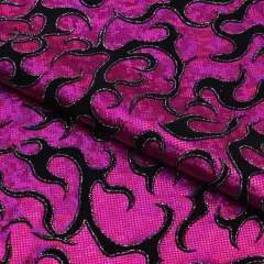 1 Yard 36" x 60" Flame Flocked Hologram Spandex Fabric 270 gsm Fuchsia